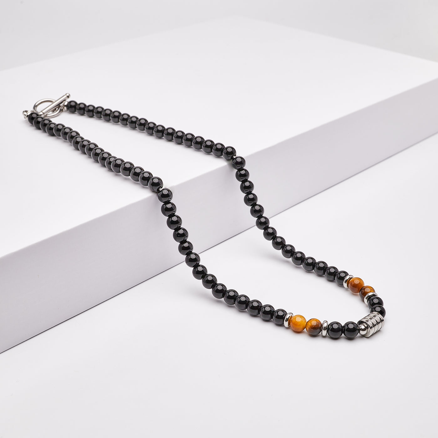 Mens Handmade Natural Black Onyx Gemstone Beaded Necklace