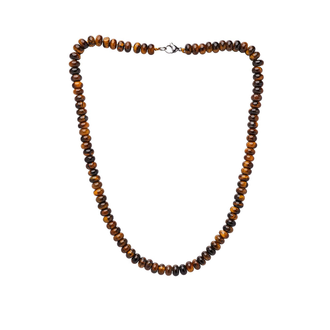 Handmade Mens Natural Brown Tigers Eye Beaded Necklace
