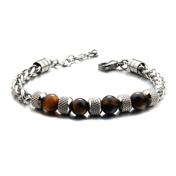 Tiger's Eye, Turquoise, Black Onyx Gemstone Beaded Bracelet for Men -  adjustable