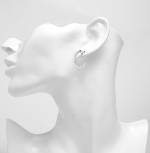 Womens Hoop Earrings | Elegant 3x20mm Polished Half Circle Hoop Earrings for Women Girls