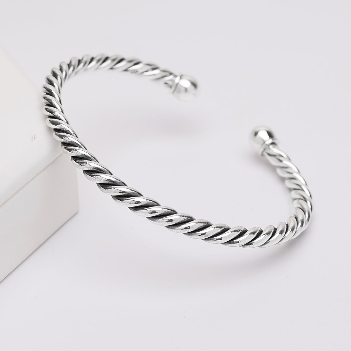 silver torque bangle for men women