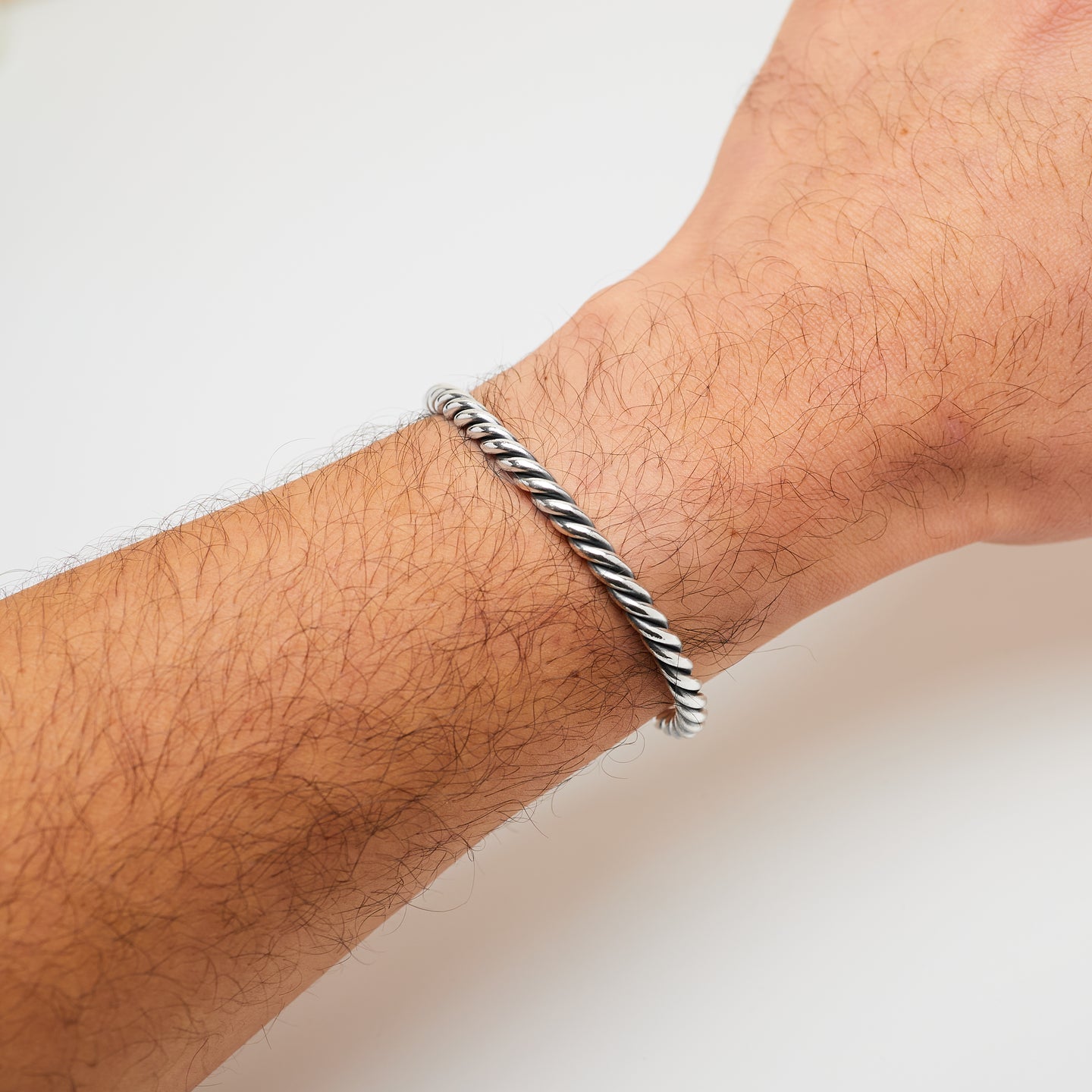 silver torque bangle for men women