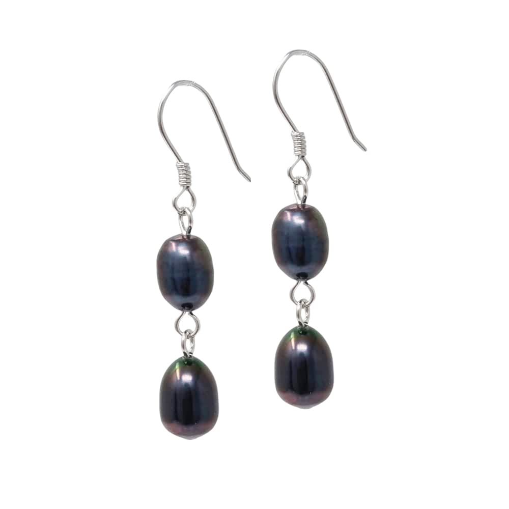 Dangle Drop Black Pearl Earrings