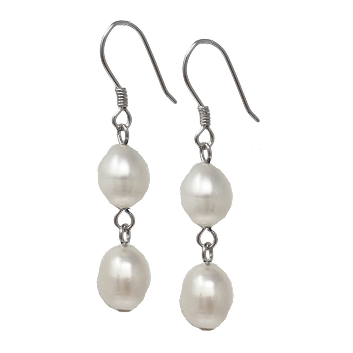 Dangle Drop White Pearl Earrings