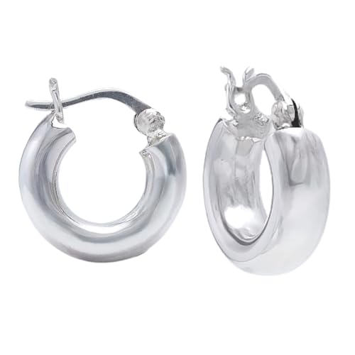 Womens Sterling Silver Huggie Hoop Earrings | 5x16mm Silver Huggie Hoop Earrings for women and girls