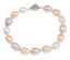 Elegant 8-9mm Rice Shape Multicolour Freshwater Pearl Bracelet for Women 19cm