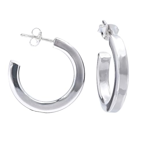 Womens Hoop Earrings | Elegant 3x20mm Polished Half Circle Hoop Earrings for Women Girls