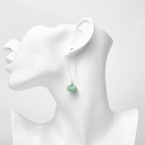 Handmade Womens Natural Green Aventurine Gemstone Sterling Silver Dangle Drop Earrings