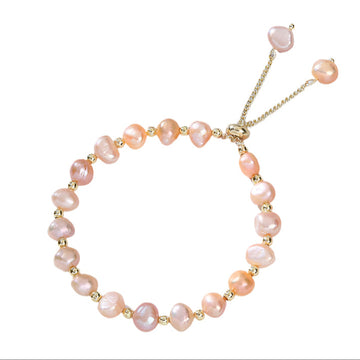 Womens Freshwater Pearl Bracelet | Handmade 4-5mm Pink Pearl Beaded Bracelet for Ladies and Girls