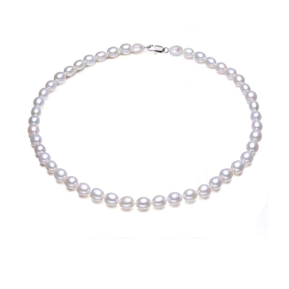 Elegant and Classic 7-8mm Rice Shape Natural Pearl Necklace 46cm
