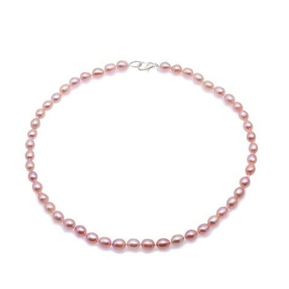 Elegant and Classic 7-8mm Rice Shape Natural Pearl Necklace 46cm