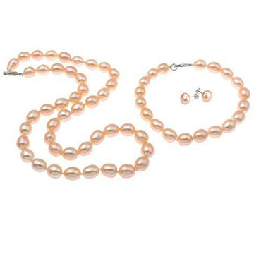 pearl necklace set pink