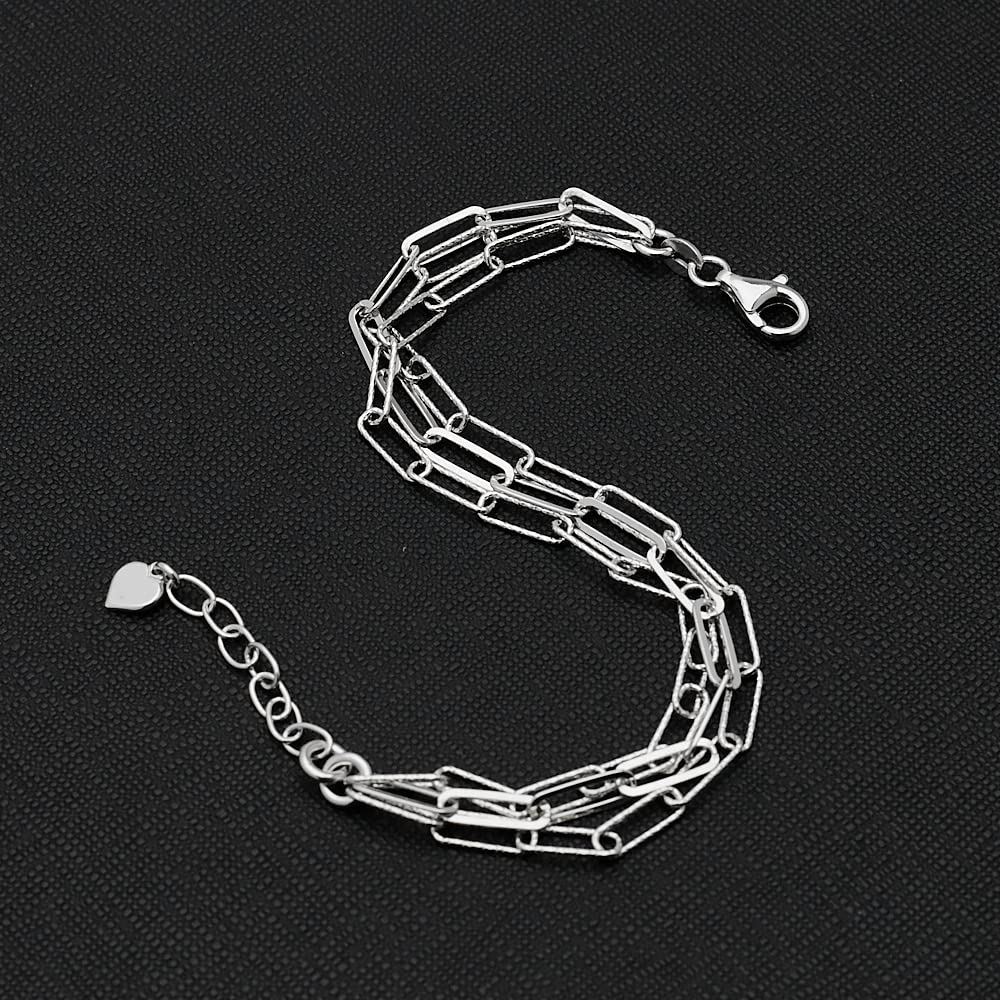 Womens Multi Strand Silver Bracelet