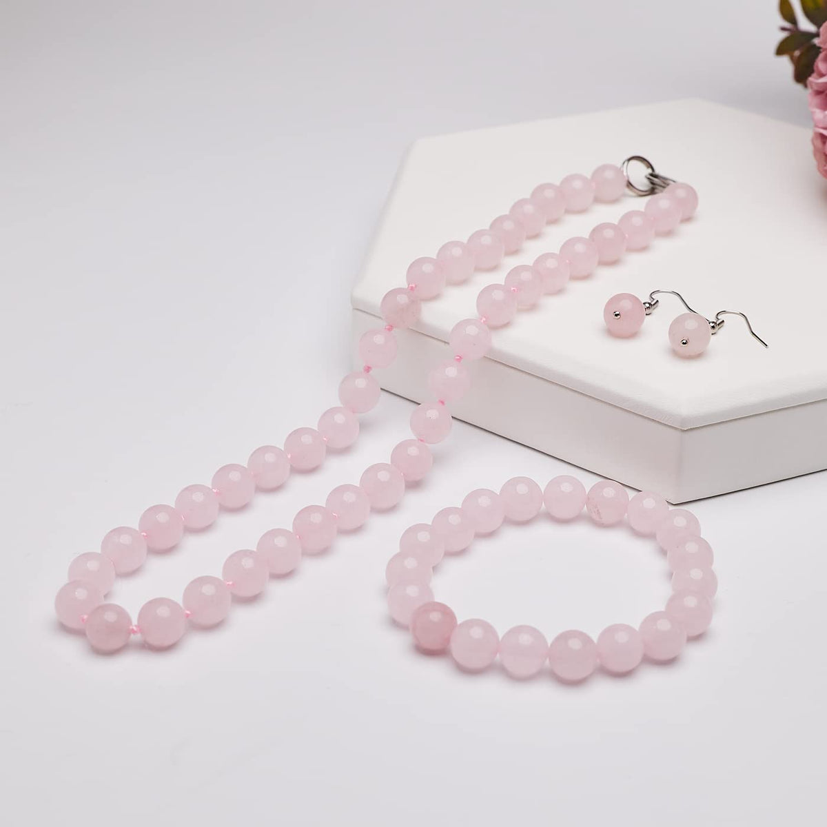 rose quartz gemstone set