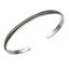 Women’s 5mm sterling silver open cuff bangle with a twisted-rope centre, darkened recesses and polished borders.