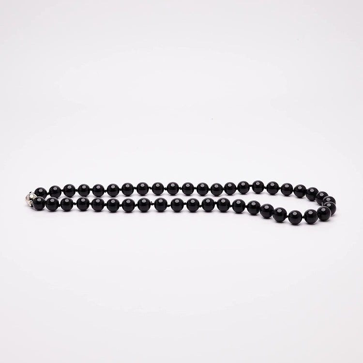 Womens Black Agate Gemstone Necklace 