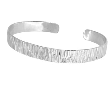 925 Sterling Silver Hammered Bangle Bracelet For Women