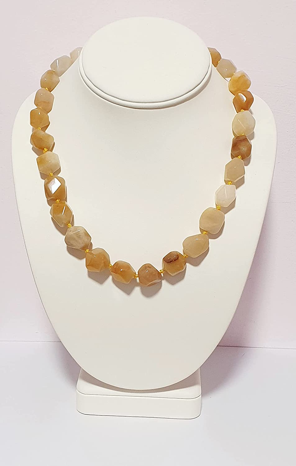 Womens Red Yellow Jade  Chunky Statement Natural Gemstone Beaded Necklace