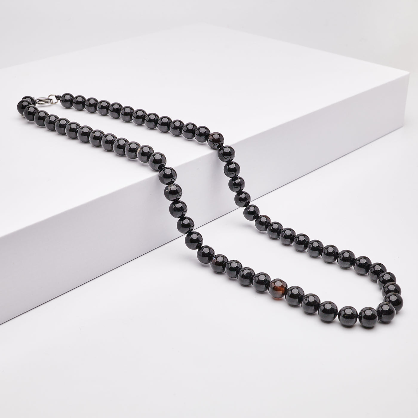 Handmade Men's Black Onyx Gemstone Beaded Necklace