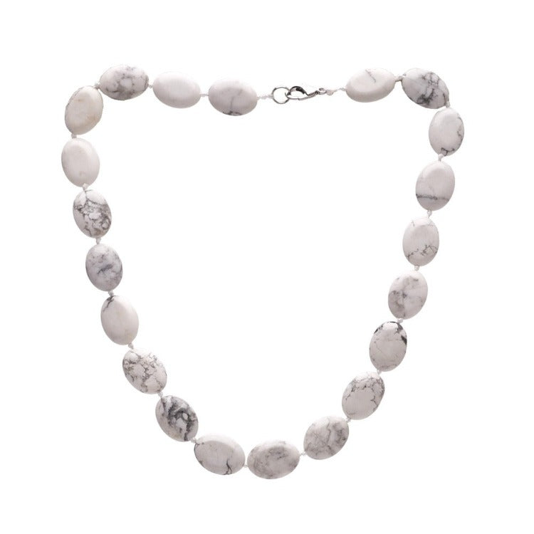 white marble Gemstone Beaded Necklace for Women