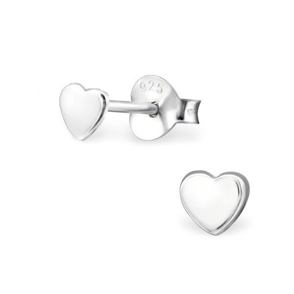 silver heart shape stud earrings for women girls
