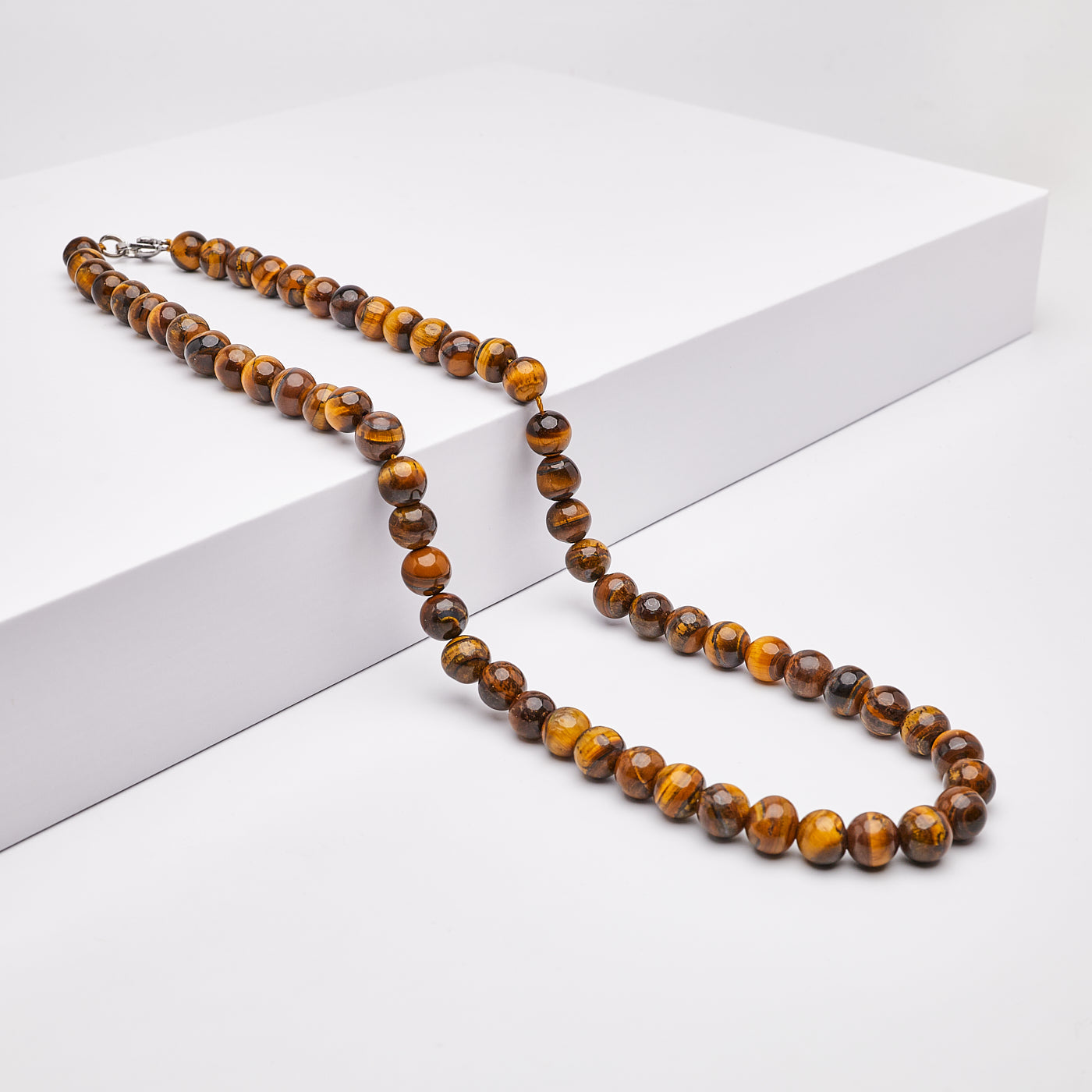 Tigers Eye Gemstone Beaded Necklace for Men