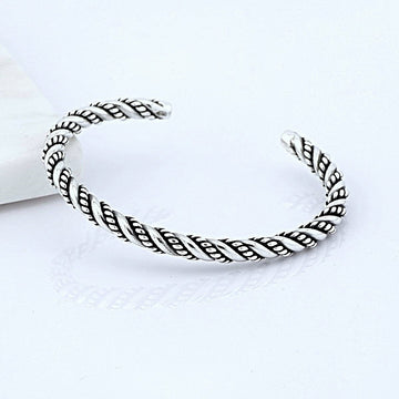 Mens Sterling Silver Twisted Chain Bangle Bracelet