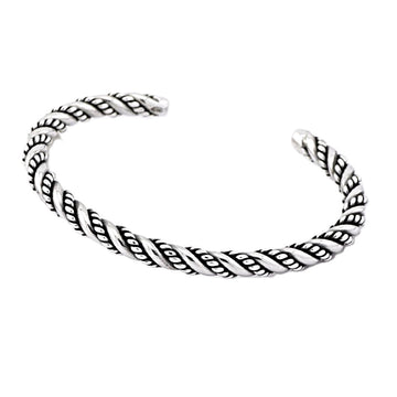Mens Sterling Silver Twisted Chain Bangle Bracelet