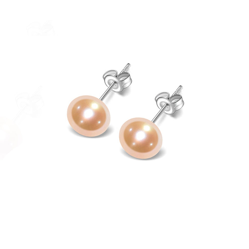 pink pearl stus earrings