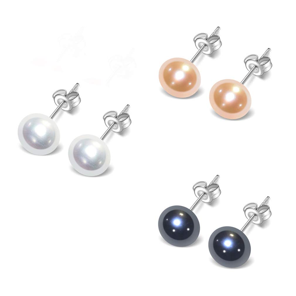 white black pink pearl stud earrings women