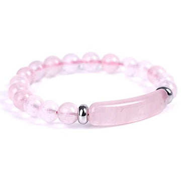 Pink Rose Quartz Womens Handmade Natural Gemstone Beaded Bracelet Healing Chakra Semi Precious Gemstones