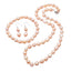 Pink pearl necklace bracelet and earrings for women