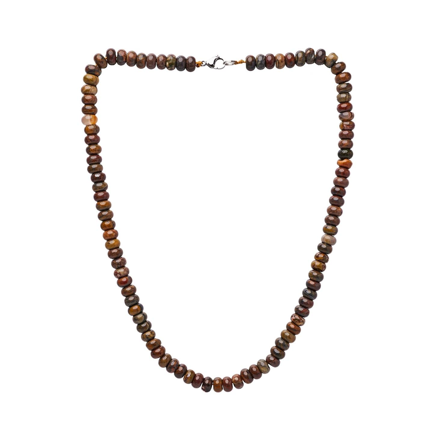 Handmade Mens Natural Mahogany Obsidian Gemstone Beaded Necklace