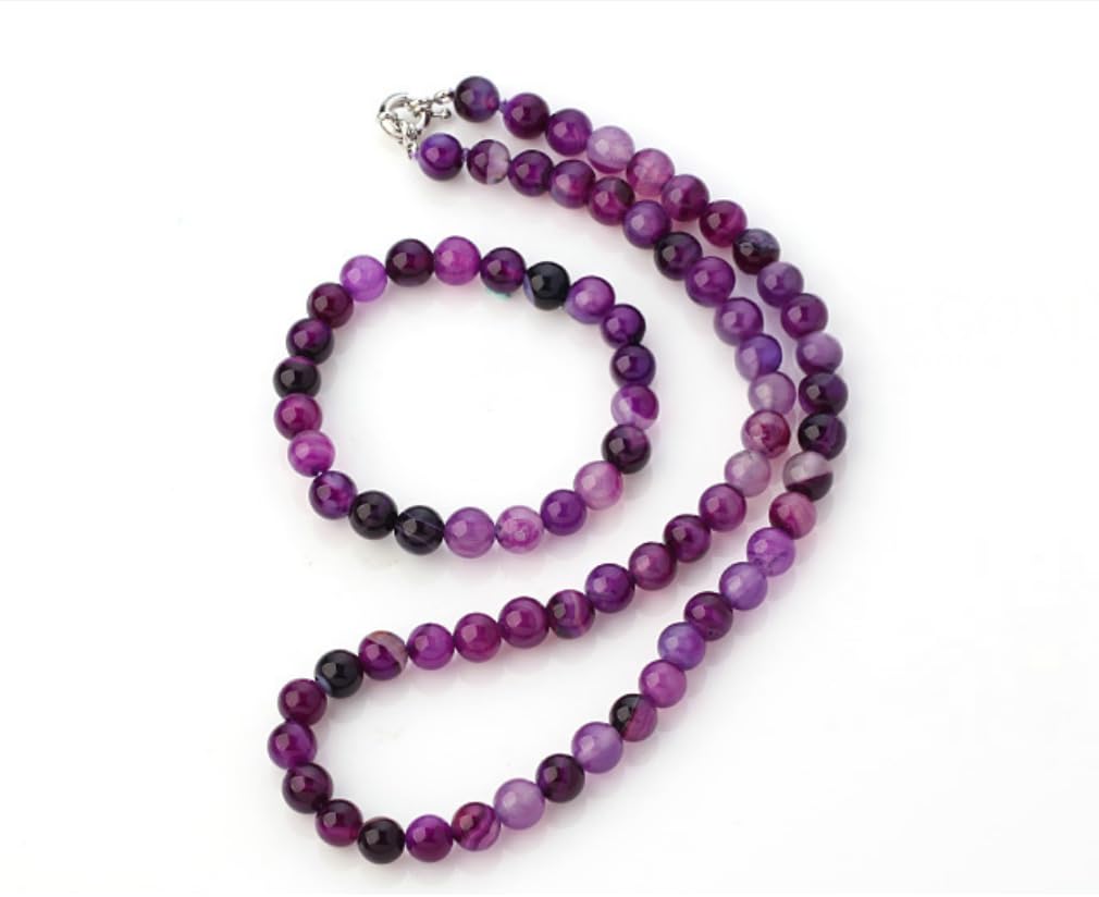 purple agate necklace bracelet set