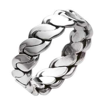 Classic 6.5mm Finger Band, Sterling Silver Braided Chain Ring for Men and Women