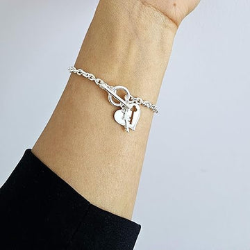 classic silver charm bracelet for women girls