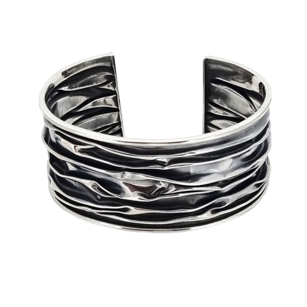 womens wide cuff bangle silver