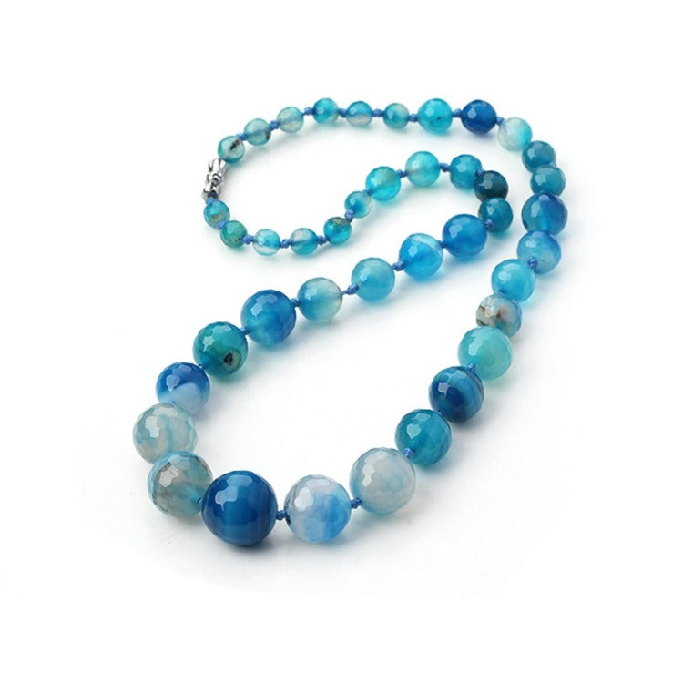 blue agate gemstone necklace for women