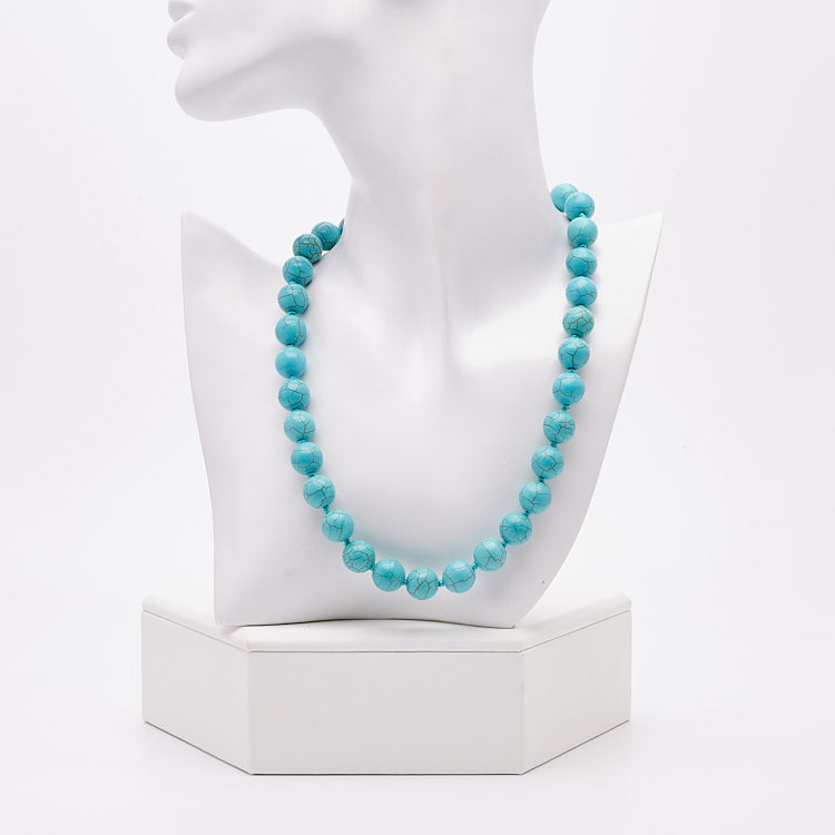 Womens 10mm Turquoise Gemstone Necklace