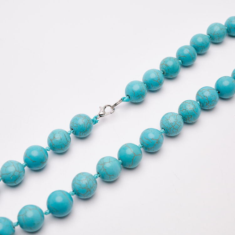 Womens 10mm Turquoise Gemstone Necklace