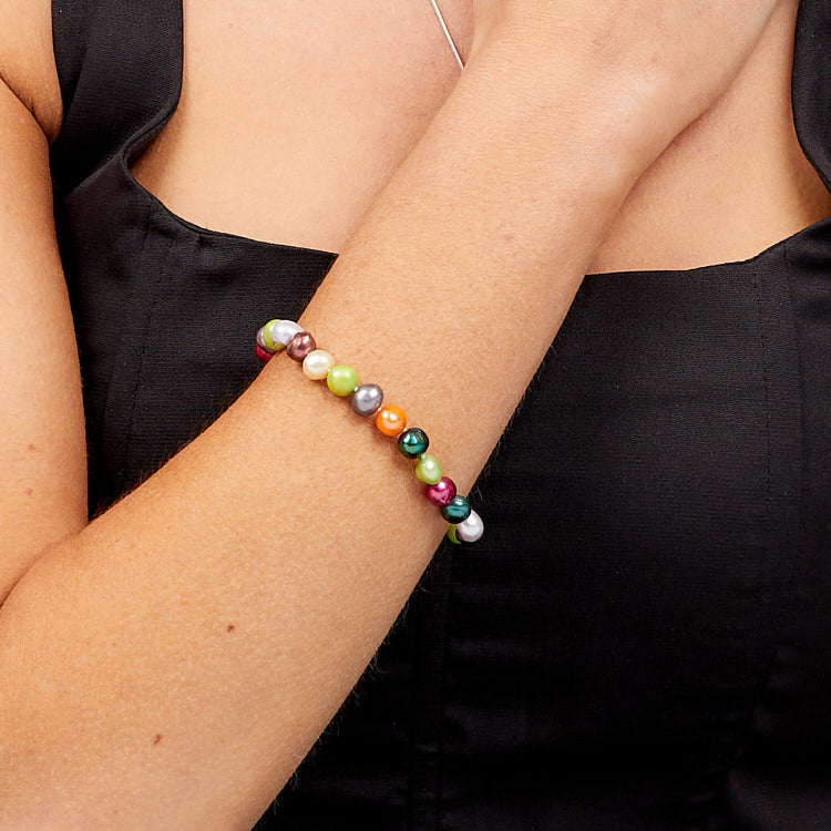 Womens Multi-Colour Freshwater Pearl Bracelet  