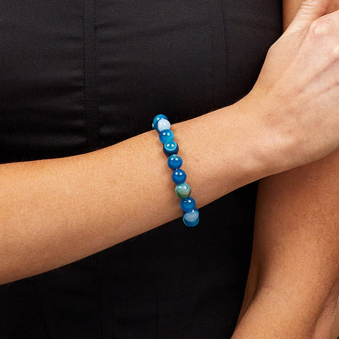 Womens blue Natural Gemstone Beaded bracelet