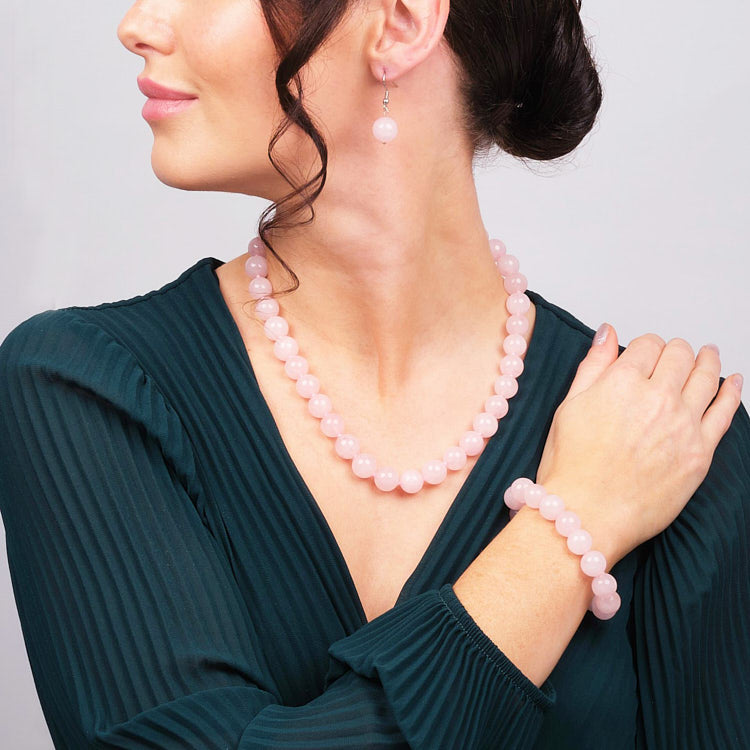 Womens pink Gemstone Necklace bracelet 