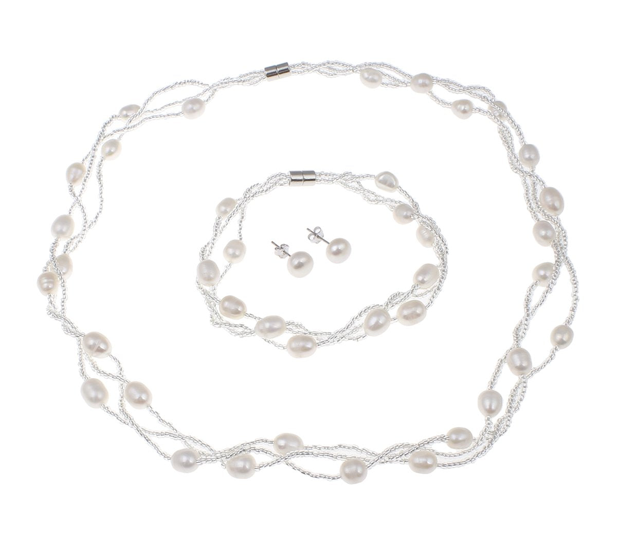 white pearl necklace set for women