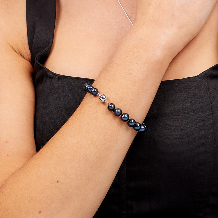 Womens Black Pearl Bracelet