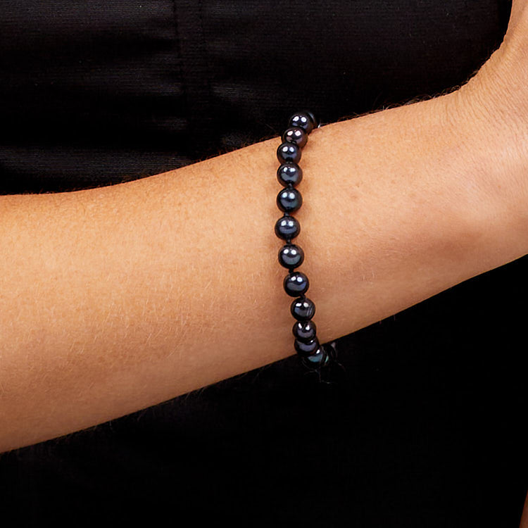Womens Black Pearl Bracelet