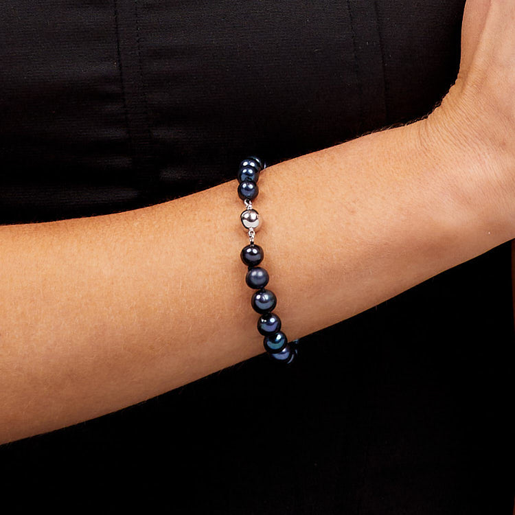Womens Black Pearl Bracelet