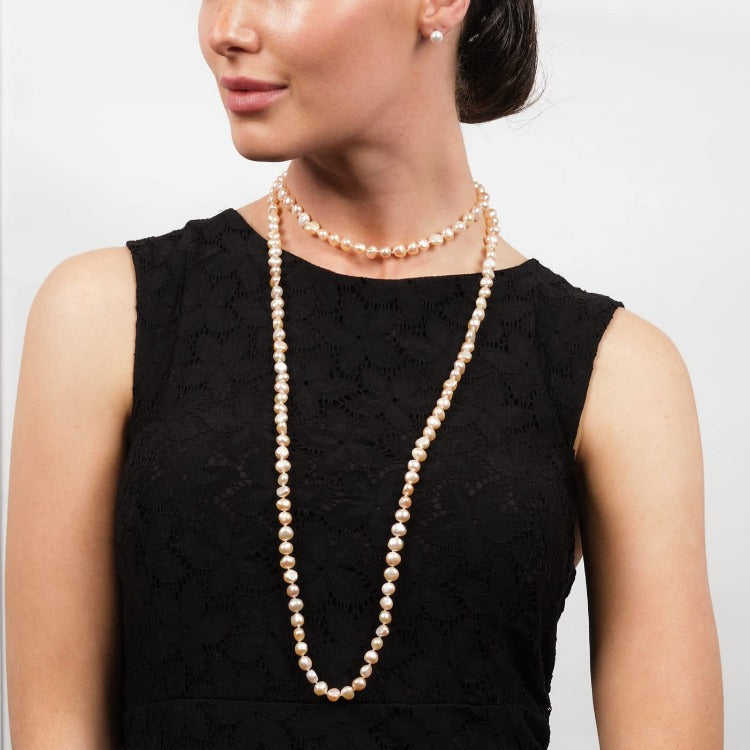 Pink Baroque Freshwater Pearl Long Necklace