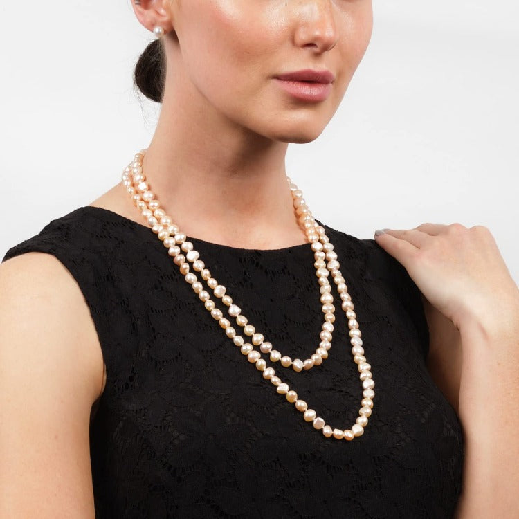 Pink Baroque Freshwater Pearl Long Necklace