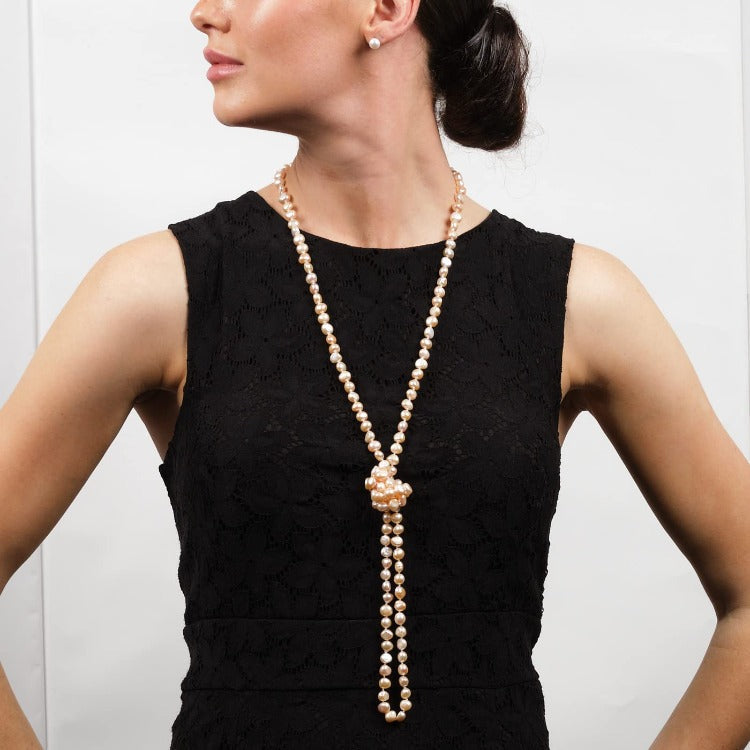 Pink Baroque Freshwater Pearl Long Necklace